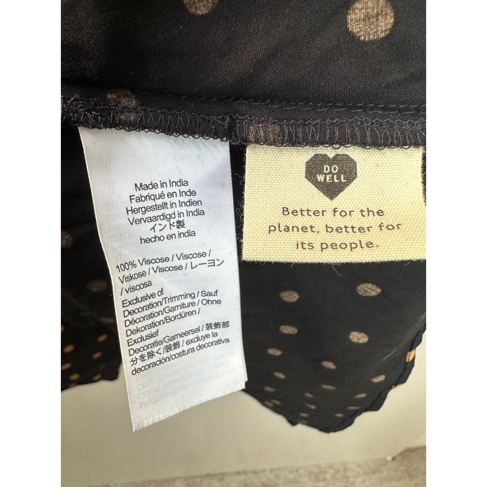 Madewell Lucie V-Neck Smocked Mini Dress Oval Dot Black Tan ND043 Size Medium - Picture 10 of 16